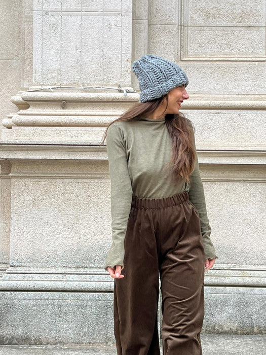 Pantaloni Mia in velluto marrone tabacco