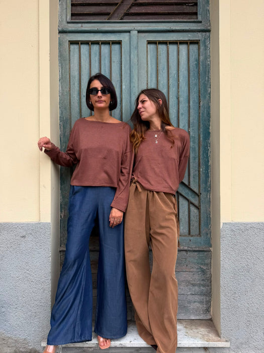 Pantaloni Luigi in cupro cammello