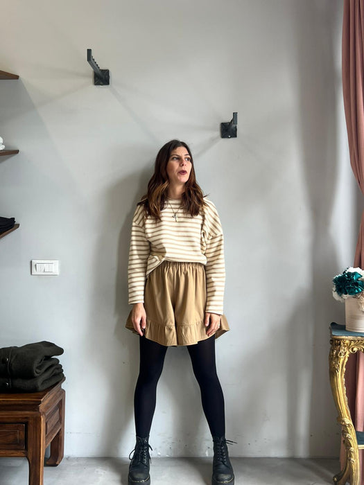 Pantagonna Itana in gabardine di lana biscotto