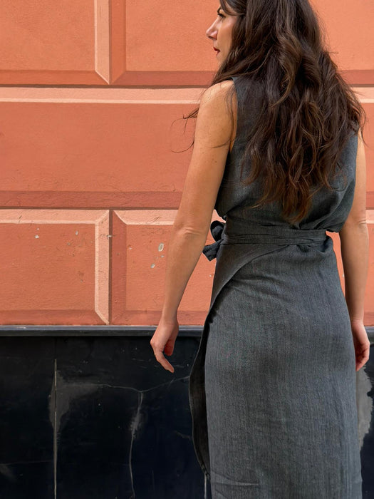 Gonna Matilda in lino color grigio scuro