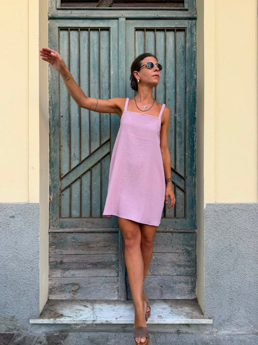 Abito Filomena in mussola rosa malva