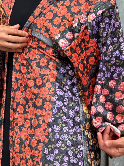 Kimono in velluto in fantasia a fiori
