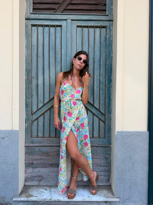 Abito Cesare in viscosa a fiori colorati