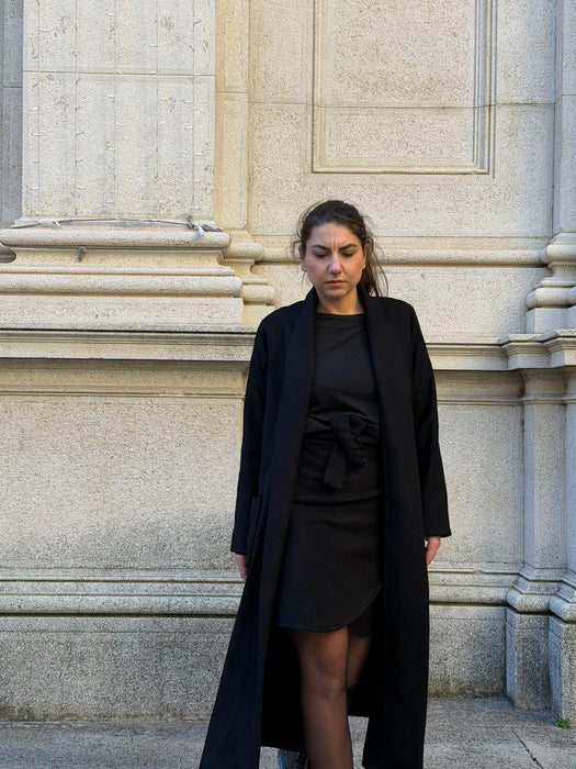 Gonna Matilda corta in panno di lana nero