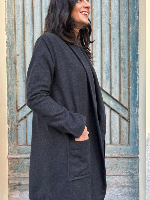 Cardigan Marinella midi grigio antracite