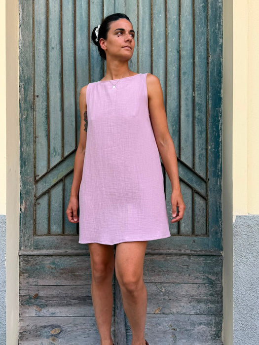 Abito Emilia in mussola rosa malva
