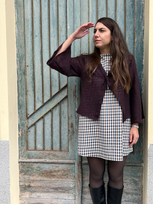 Abito Emilia a quadretti blu e marrone