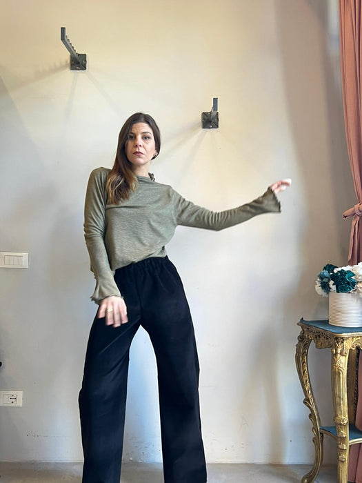 Maglia Nicole verde salvia in caldo cotone