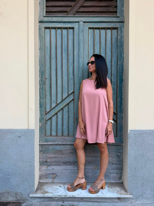 Abito Michele in viscosa rosa antico