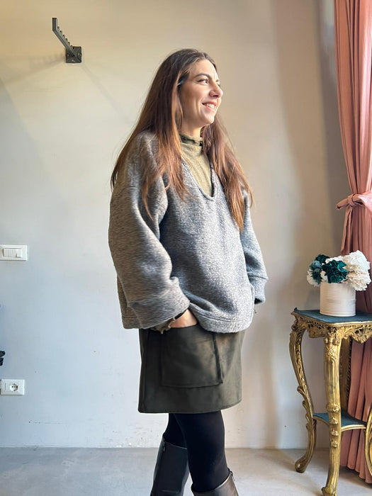 Maglione Amedeo in lana boucle grigio scuro