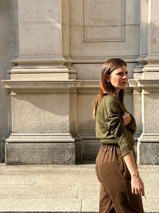 Pantaloni Asia in velluto cammello