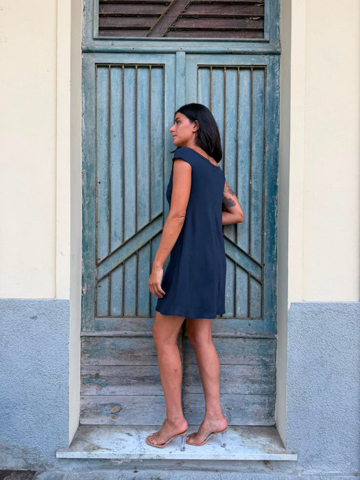 Abito Trubino a costine blu lavagna