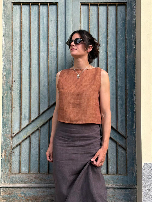 Top Emilia in lino color terracotta