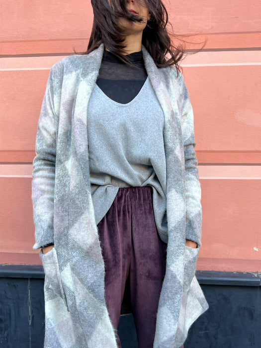 Pantaloni Mia in ciniglia melanzana