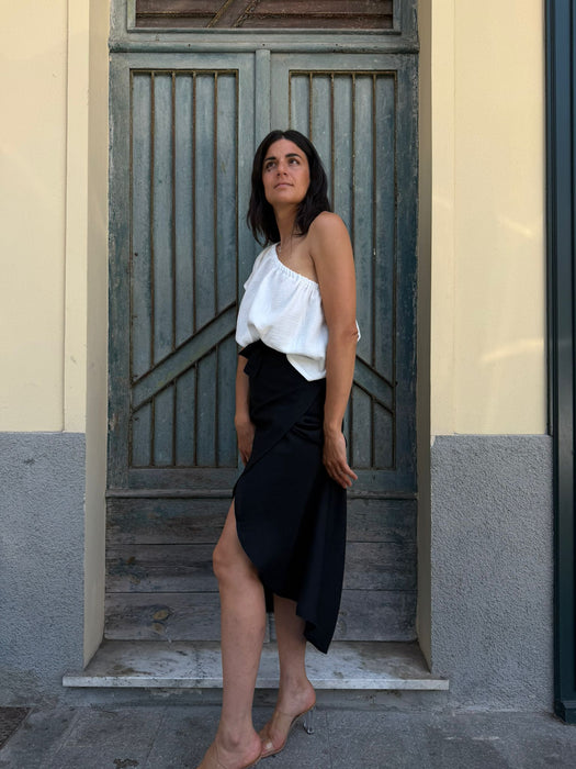 Gonna Matilda in lino e seta nero