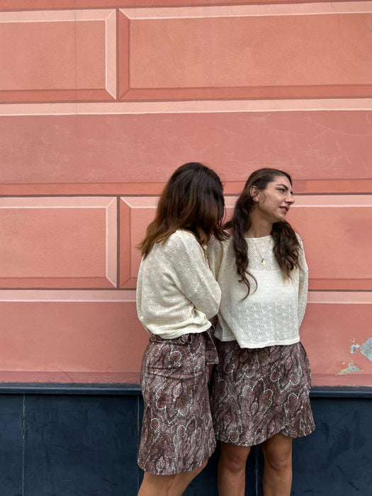 Gonna Matilda corta in fantasia damascata