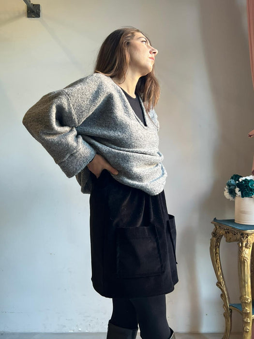 Maglione Amedeo in lana boucle grigio scuro