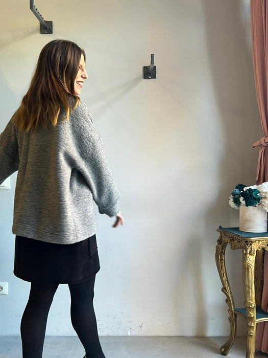 Maglione Amedeo in lana boucle grigio scuro