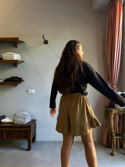 Pantagonna Itana in gabardine di lana biscotto