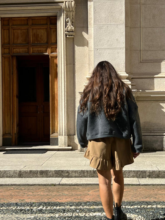 Pantagonna Itana in gabardine di lana biscotto