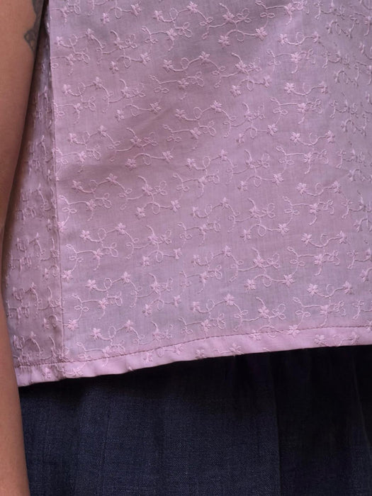 Top Emilia in cotone rosa cipria ricamato