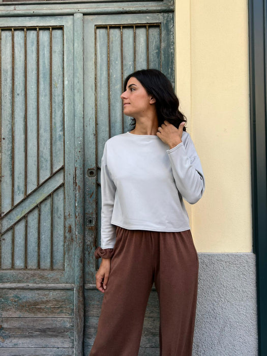 Maglia Deborah in punto Milano color ghiaccio