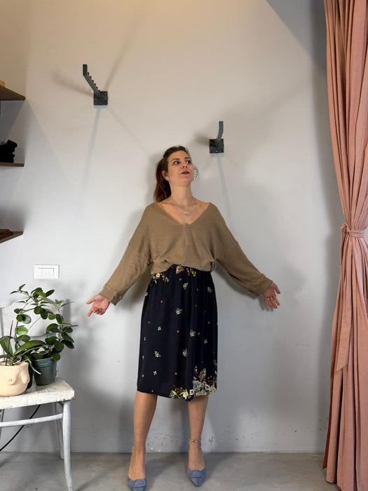 Gonna Beatrice midi nera a fiori