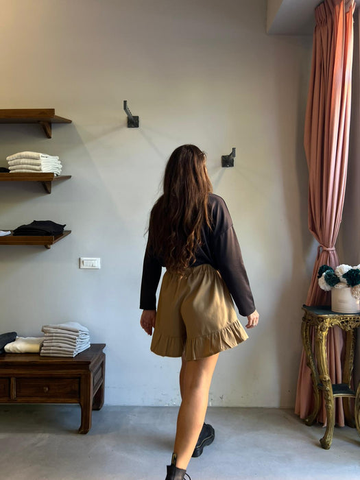 Pantagonna Itana in gabardine di lana biscotto