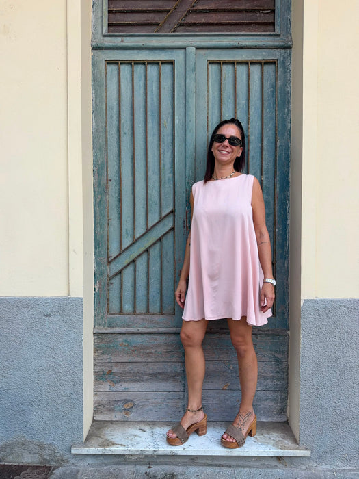 Abito Michele in viscosa rosa cipria