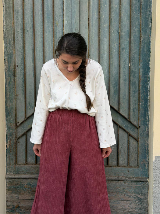 Pantaloni Corrado in spugna color lampone