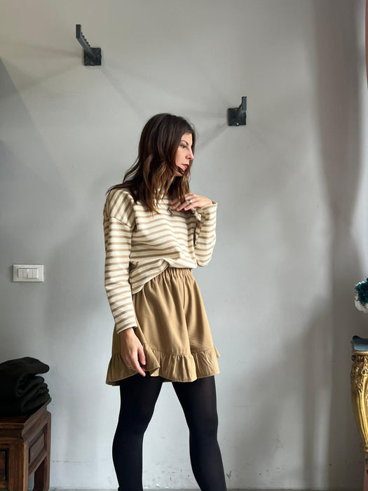 Pantagonna Itana in gabardine di lana biscotto