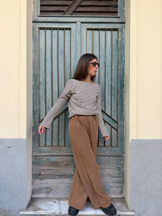 Pantaloni Mia in cupro cammello