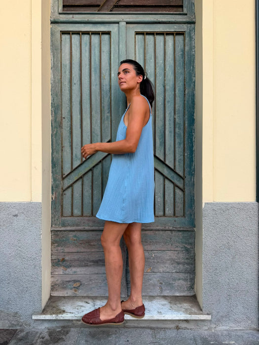 Abito Filomena in mussola azzurra