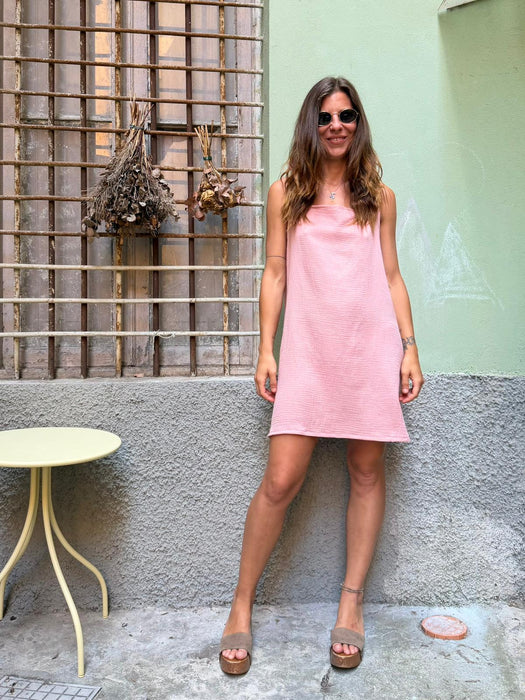 Abito Filomena in mussola rosa