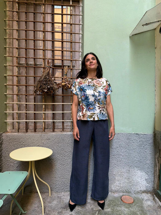 T-shirt Scatoletta in viscosa a fiori