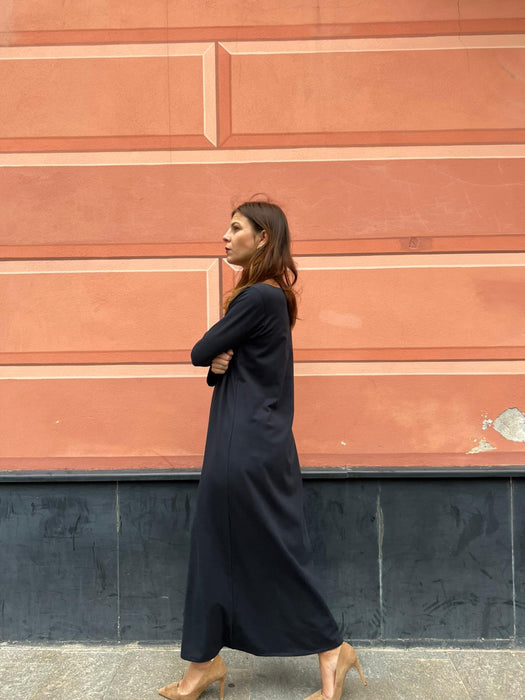 Abito Cristiana lungo blu navy