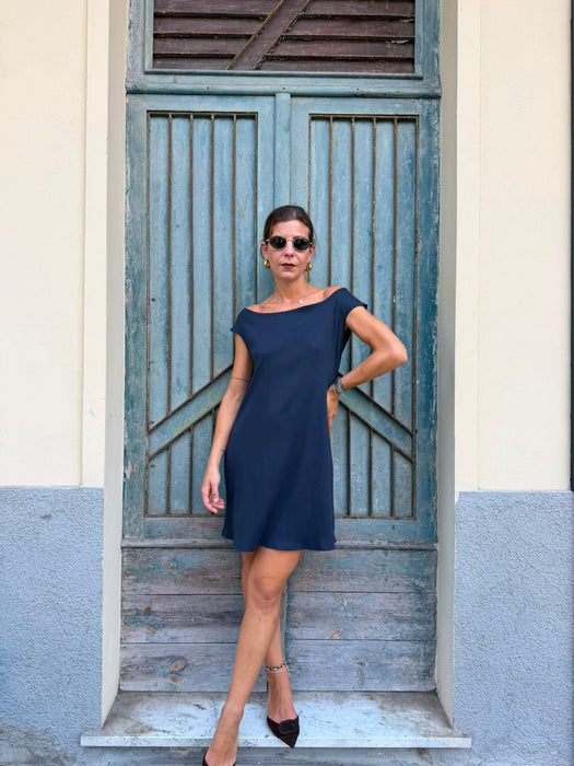Abito Trubino a costine blu lavagna