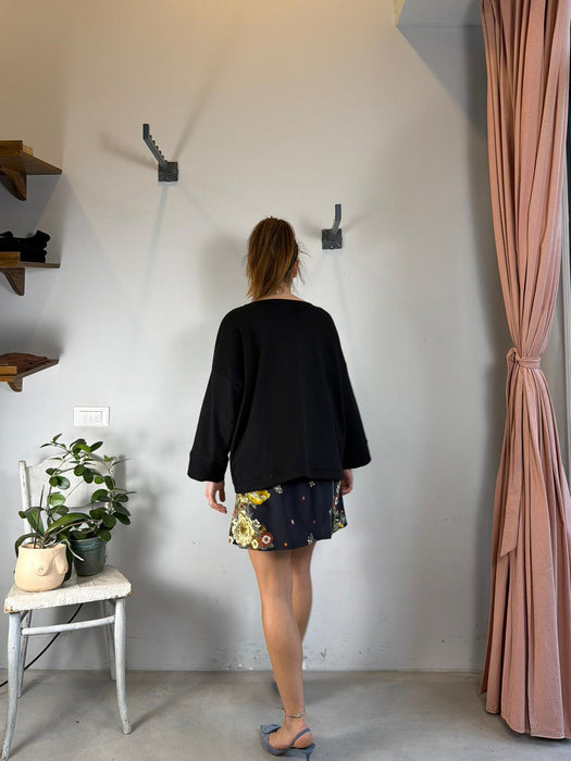 Gonna Beatrice corta nera a fiori