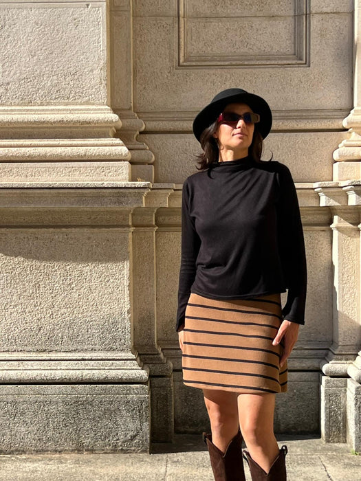 Gonna Costanzina color biscotto a righe nere