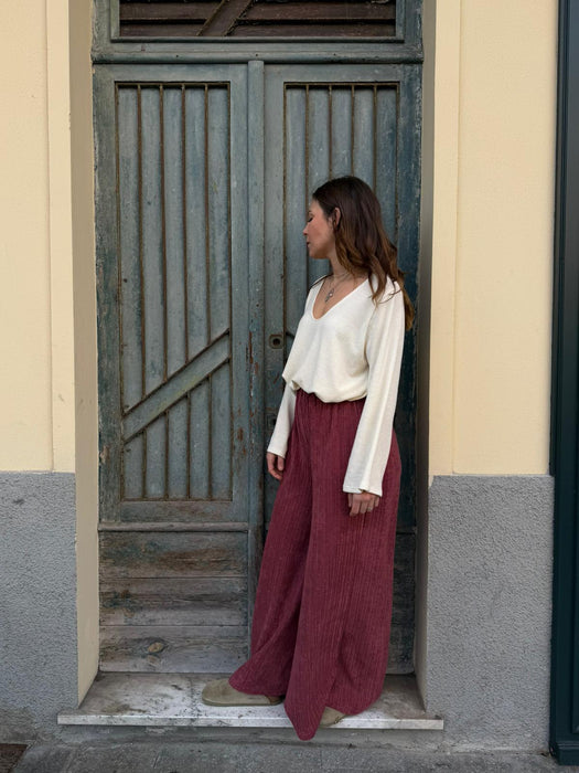 Pantaloni Corrado in spugna color lampone