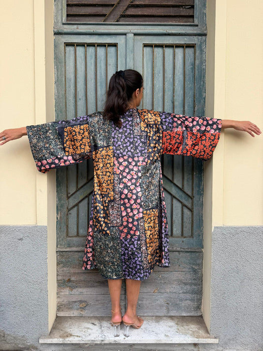 Kimono in velluto in fantasia a fiori