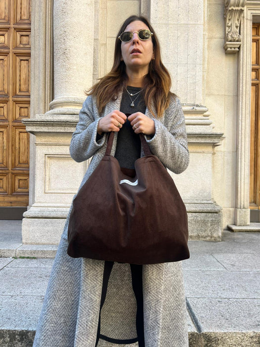 Borsa in velluto marrone