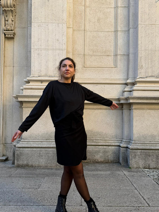 Gonna Matilda corta in panno di lana nero