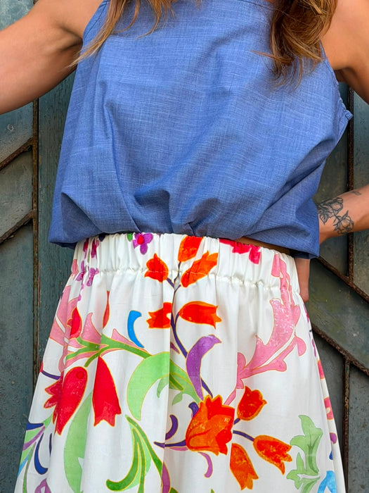 Top Filomena in cotone azzurro