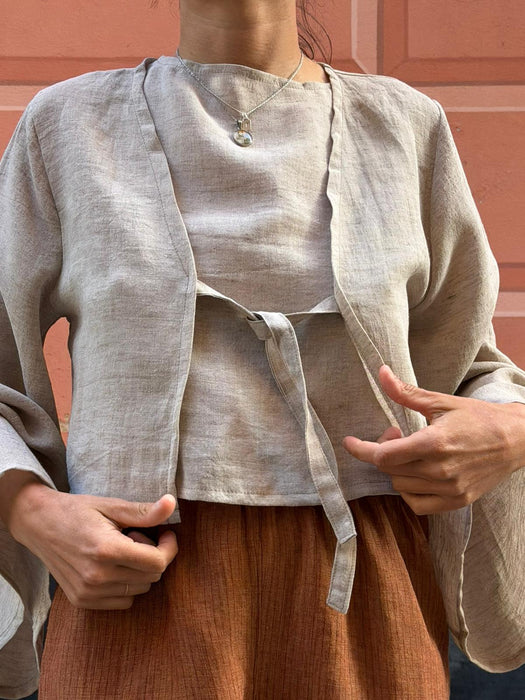 Maglia Alfredo in lino color sabbia