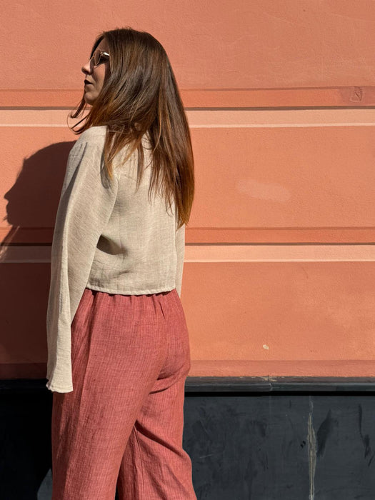 Maglia Alfredo in lino color sabbia