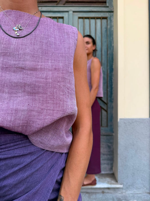 Top Emilia in lino rosa ciliegia