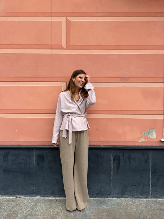 Pantaloni Mia in cashmere beige