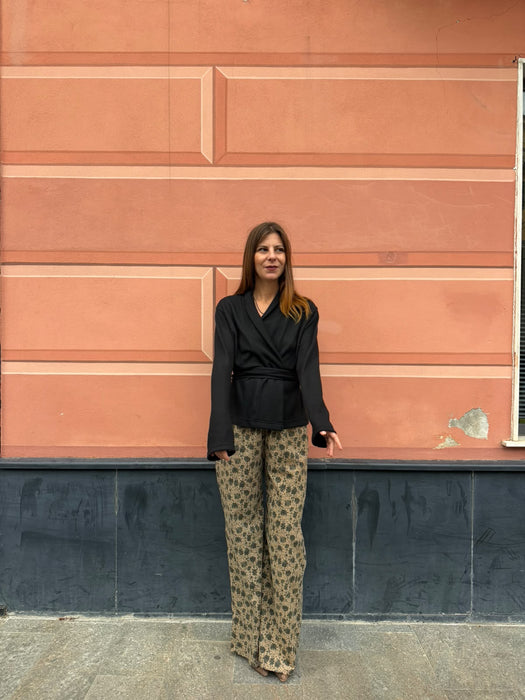 Pantaloni Mia in velluto a fiori
