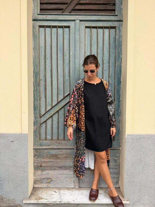 Kimono in velluto in fantasia a fiori